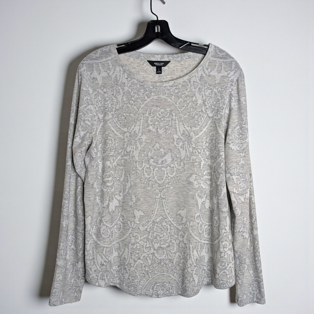 Bundle (2) Long Sleeve Pullover Tops Lightweight Floral Abstract Print L - Picture 7 of 12